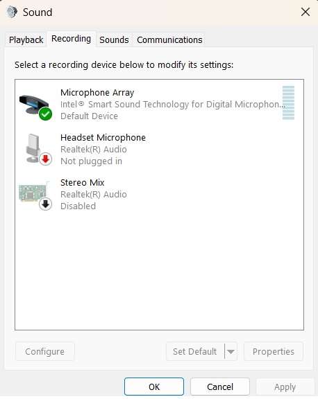 recording settings windows 10 