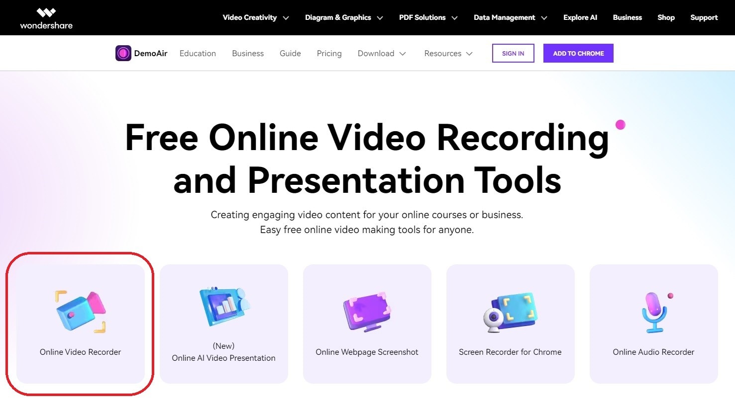 use the tool's online video recorder