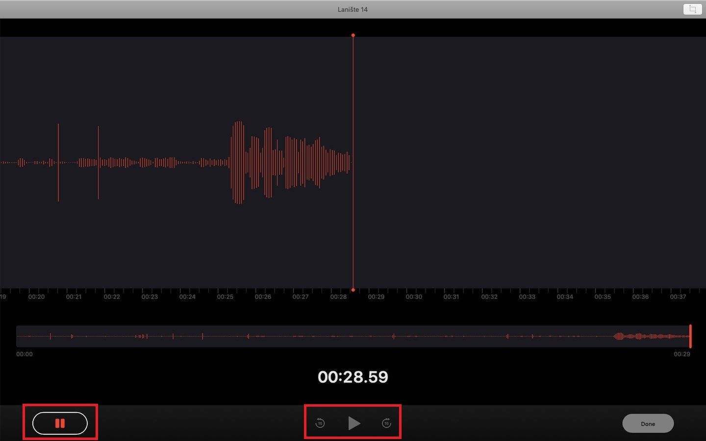 pausa y reanuda la grabación de sonido con notas de voz