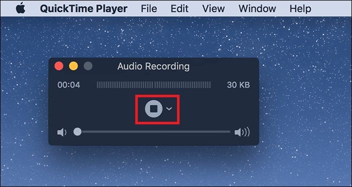 Abra uma gravação de som no QuickTime Player.  