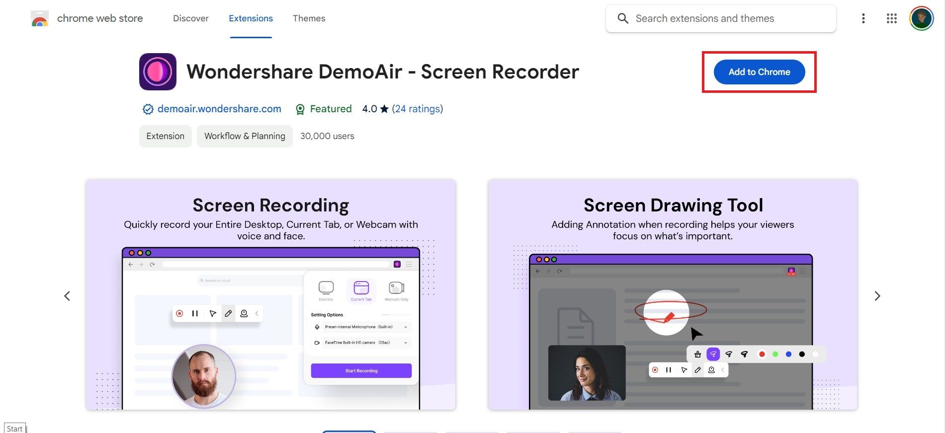 add demoair chrome extension