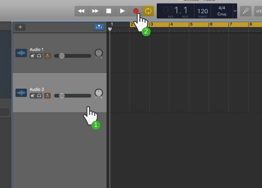 start recording sound with garageband