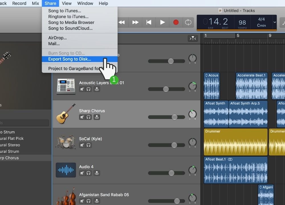 exportar cancion a disco desde garageband