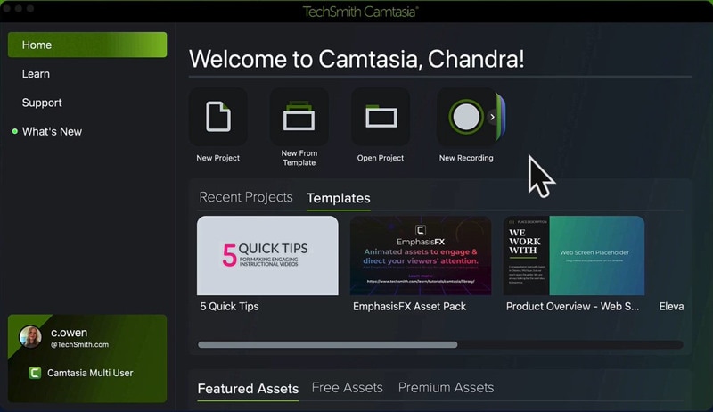 interfaz camtasia 