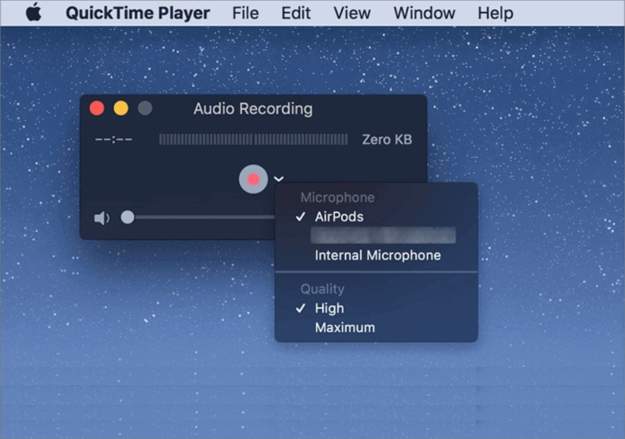 choose audio input device in quicktime player