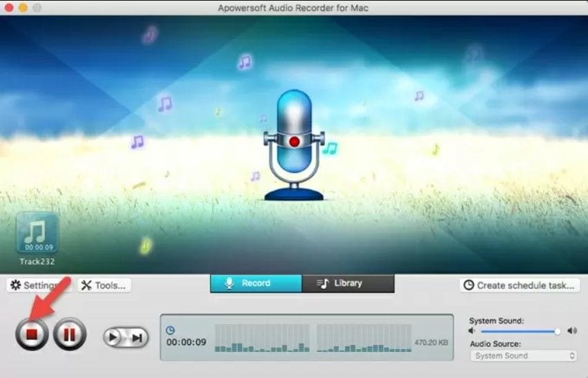 stop recording audio in apowersoft for mac