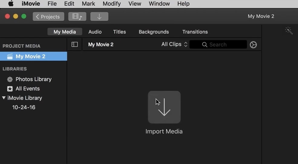 tap the import media button