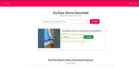 set the file format of the downloaded shorts video