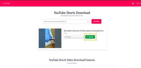 penúltima etapa del proceso de descarga de videos de YouTube Shorts