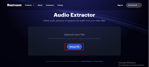 restream audio extractor choose mp4 file