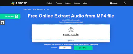 aspose online extract audio from mp4