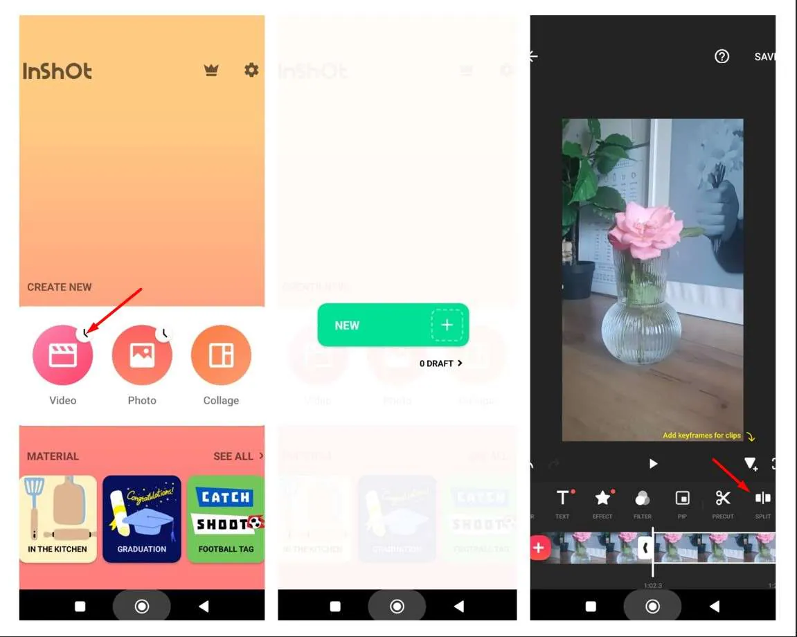 split video for instagram story with the inshort app 