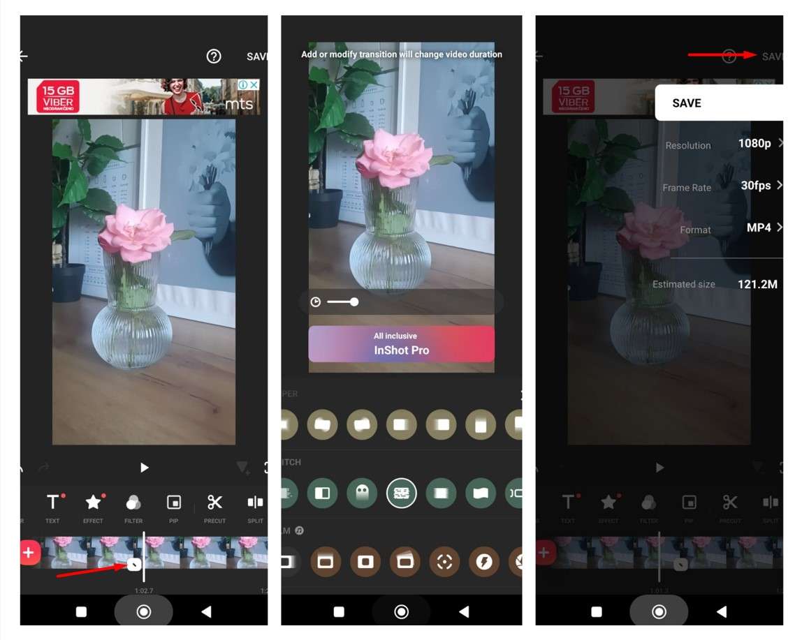 edit and export an instagram video from inshot