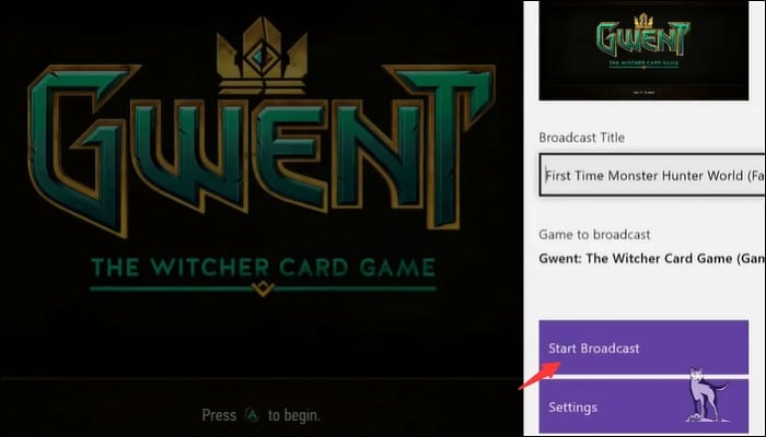 starting twitch broadcast on xbox