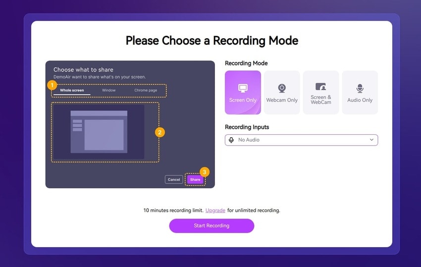 pick a recording mode