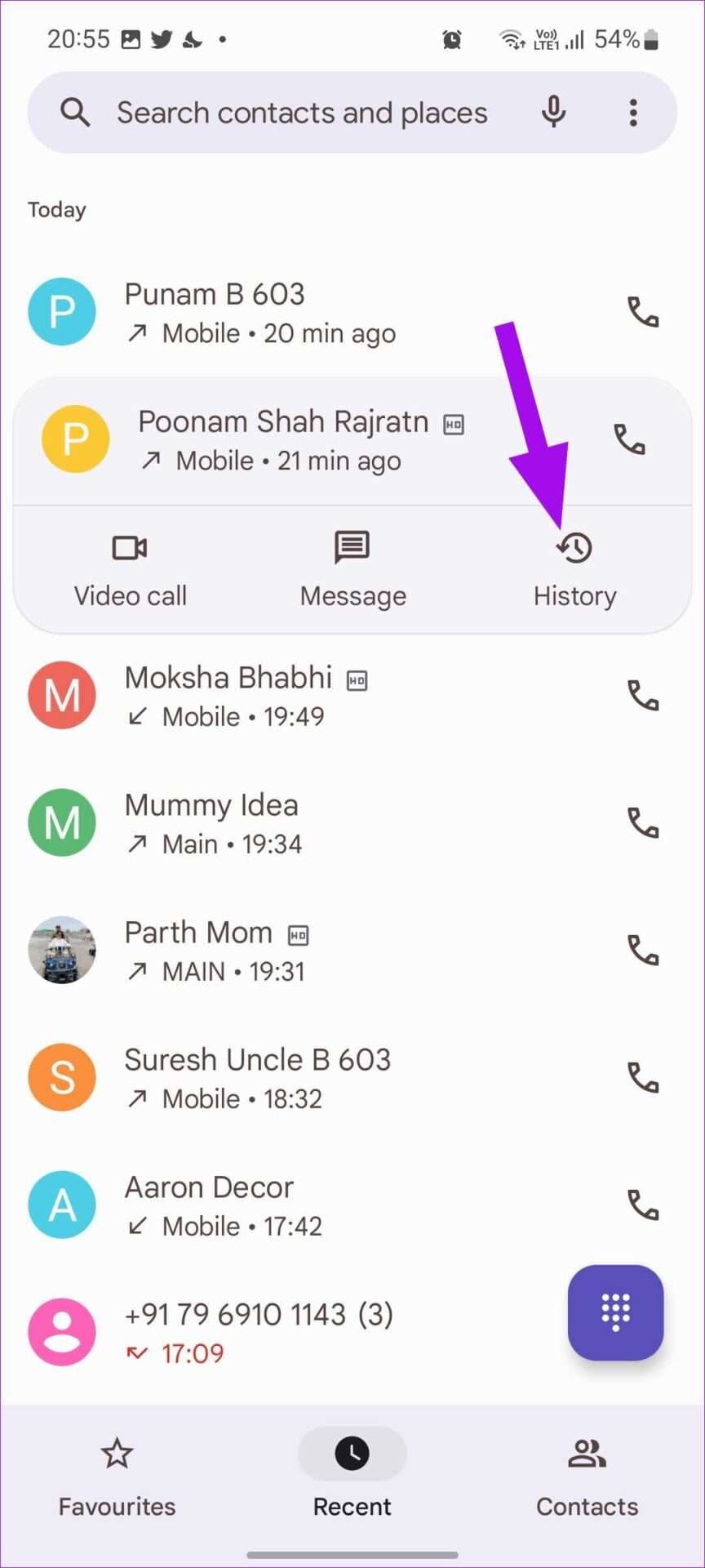 call history google dialer app 