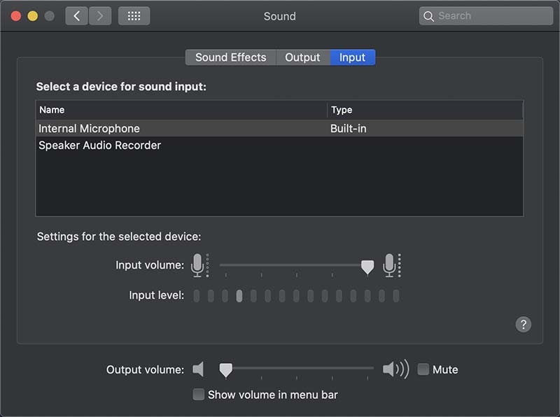 mi mac audio input doesnt work