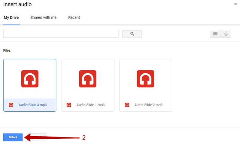 insert audio google slides