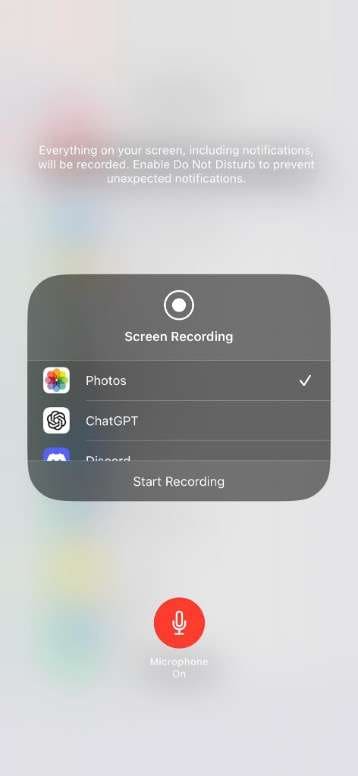 iphone microphone screen recording