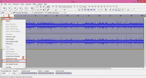 split stereo to mono in audacity vocal remover