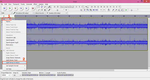 split stereo to mono in audacity vocal remover