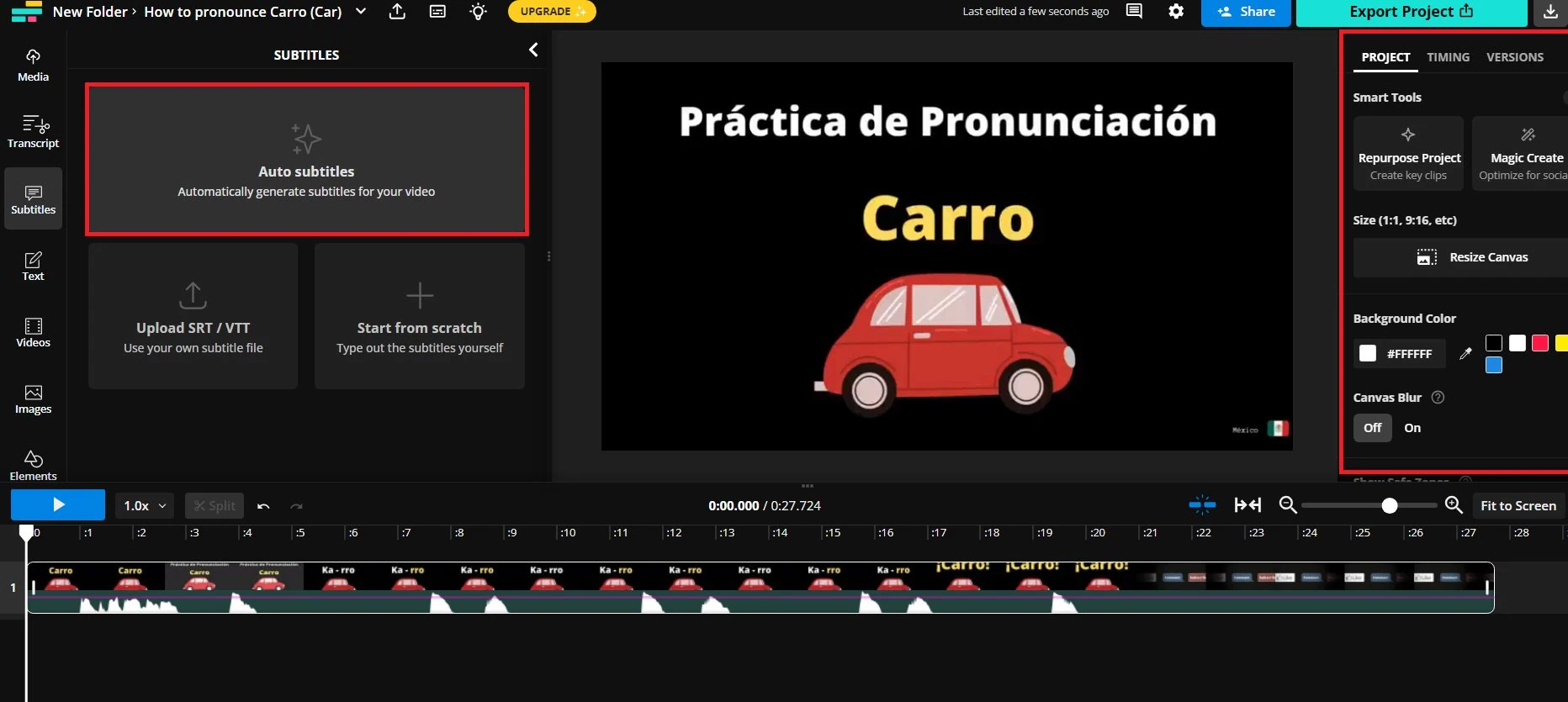 kapwing subtítulos automáticos en línea