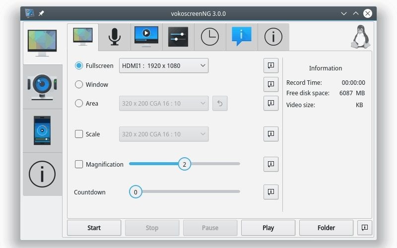 vokoscreenng user interface linux