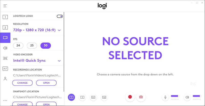 logitech camera settings program