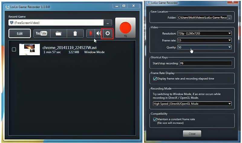 loilo game recorder settings