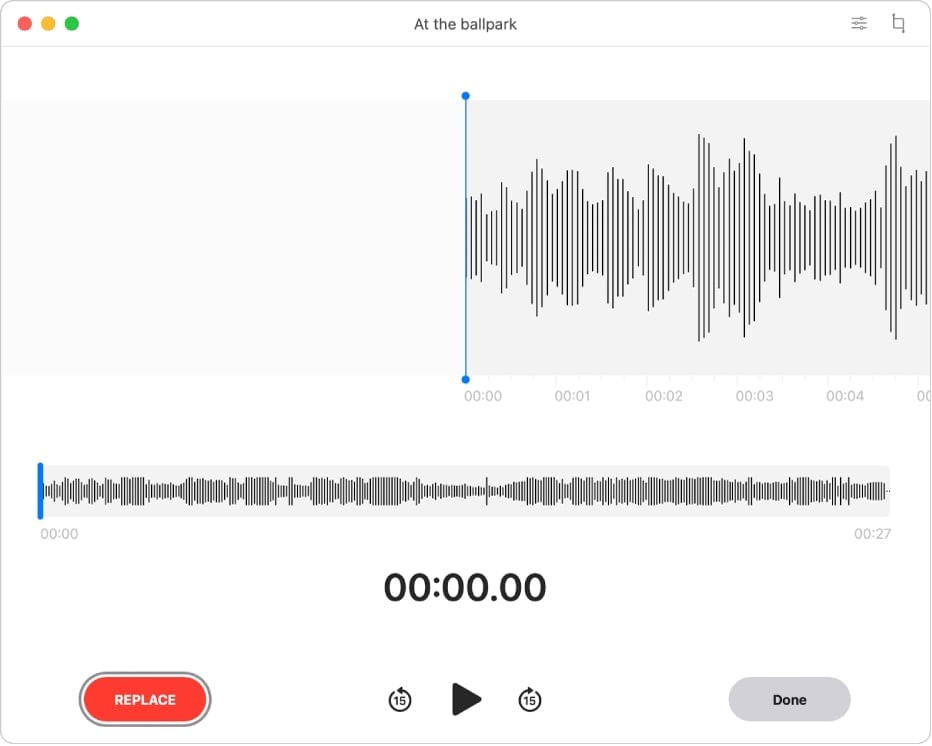 voice memo on macbook replace option