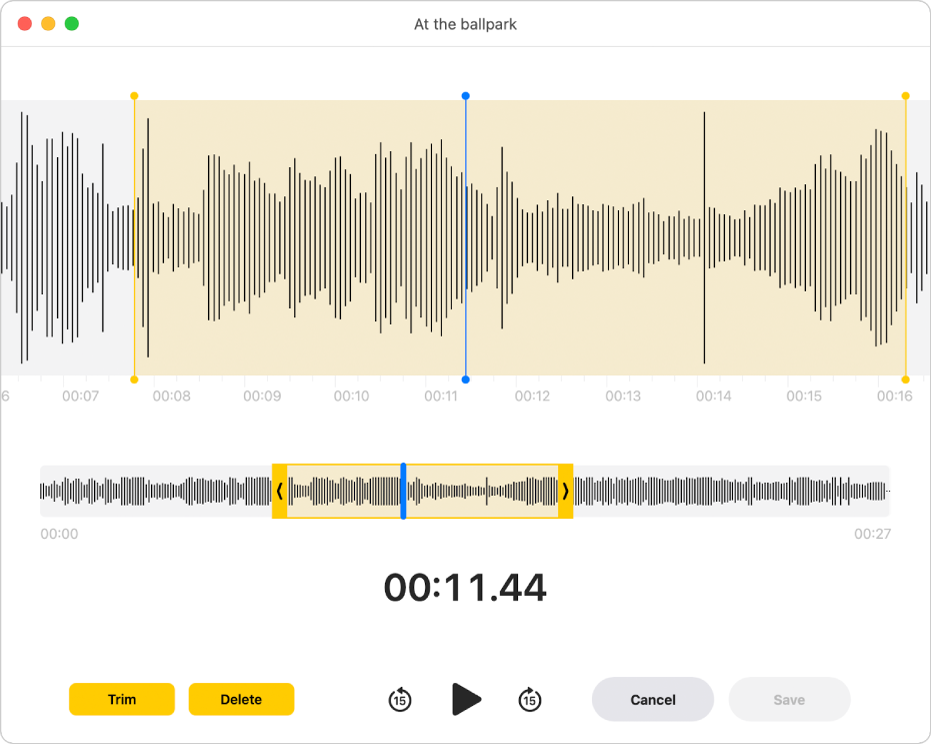 nota de voz en macbook recortar