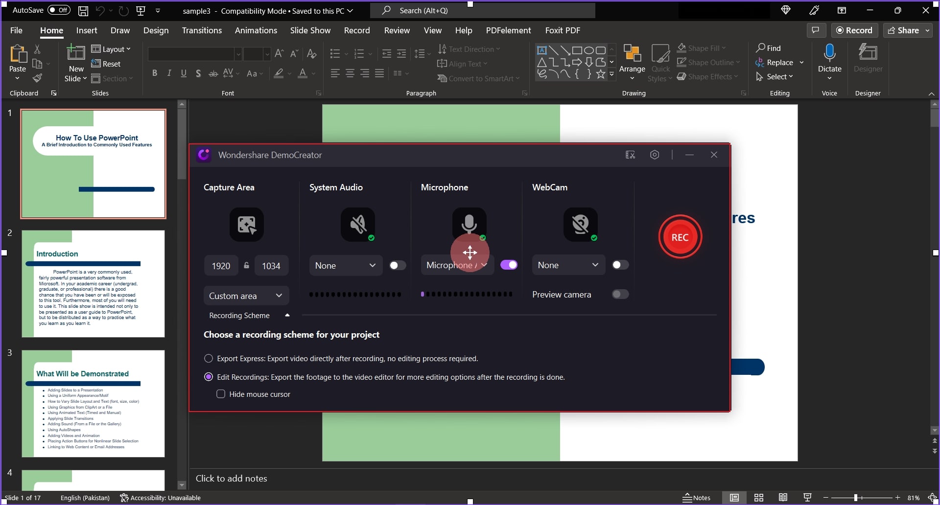 modify recording settings