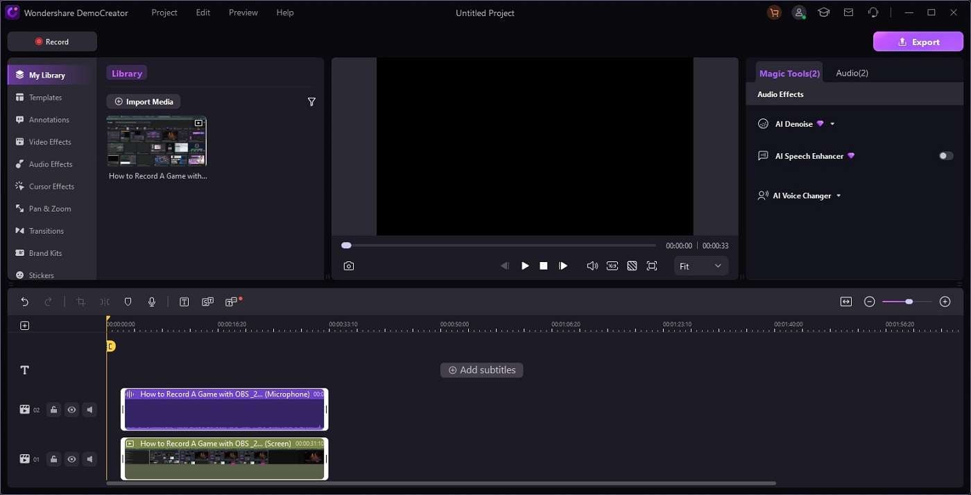 democreator editing interface