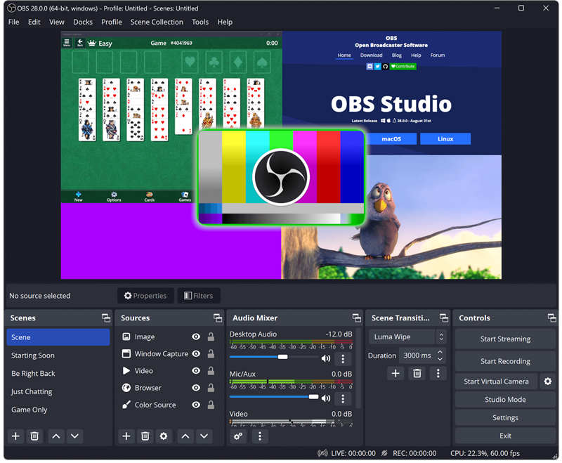 obs studio interface 