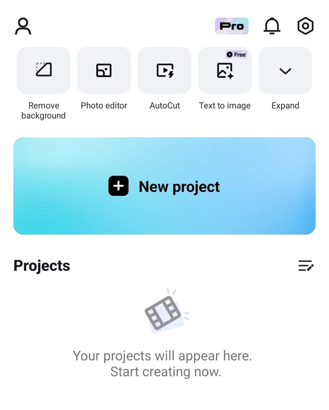 start a new project on mobile