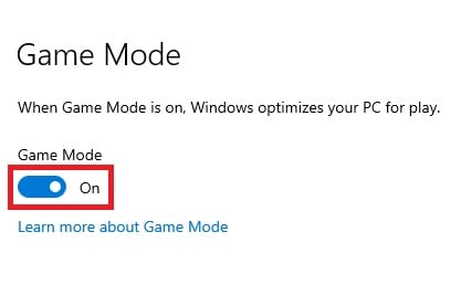 disabling game mode in windows 