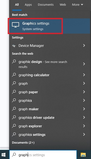 accessing graphics settings in windows 