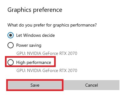 setting high performance gpu for obs 