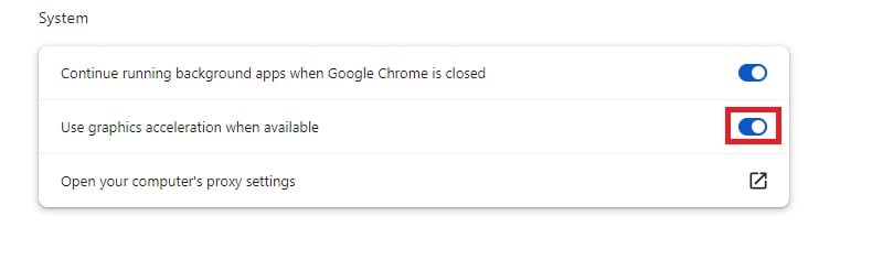 disabling hardware acceleration in chrome 