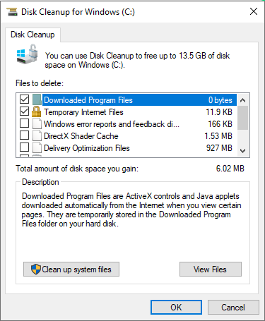 disk cleanup on Windows