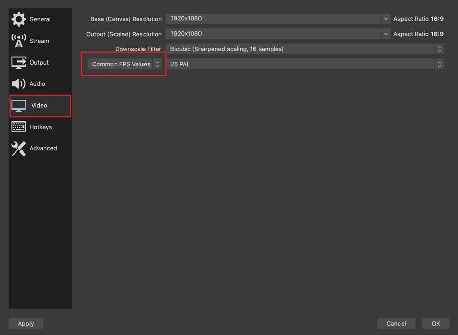 ajustes de fps en obs studio 