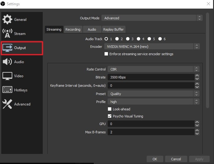 obs output setting