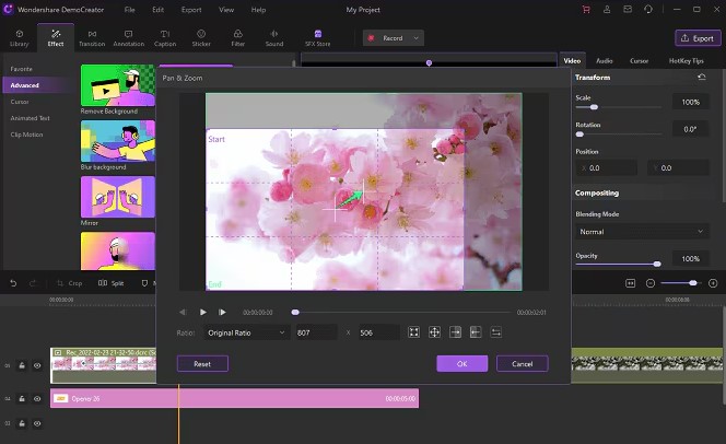 democreator built-in video editor