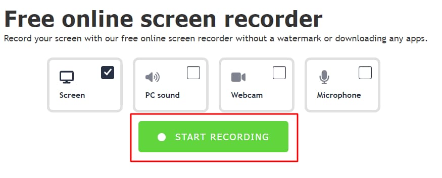 start recording a screen without watermarks