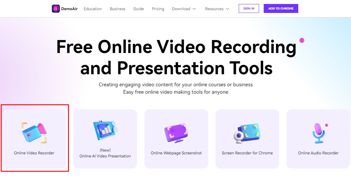 select the online video recorder 