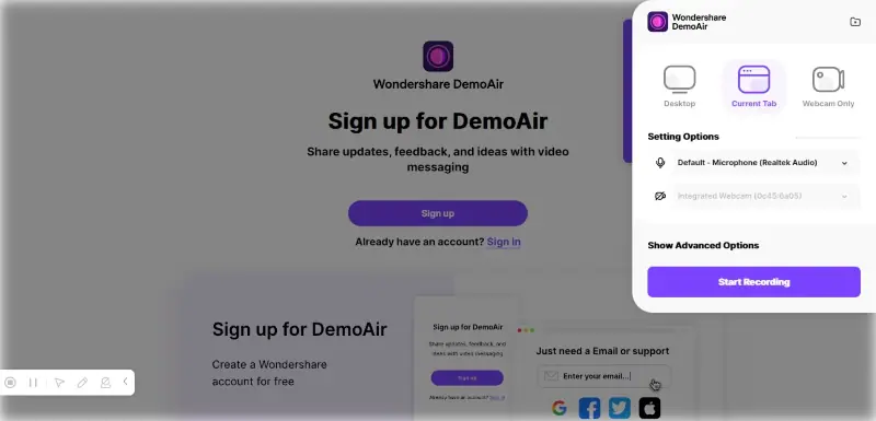 DemoAir the best online screen recorder