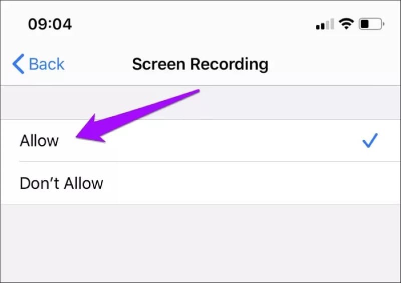 allow screen recording
