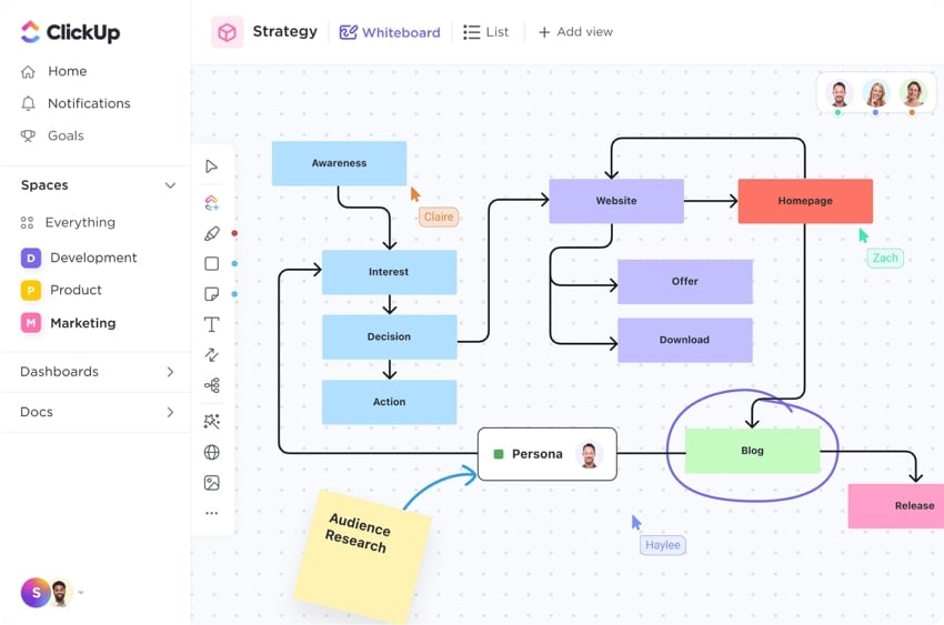 clickup online whiteboard tool