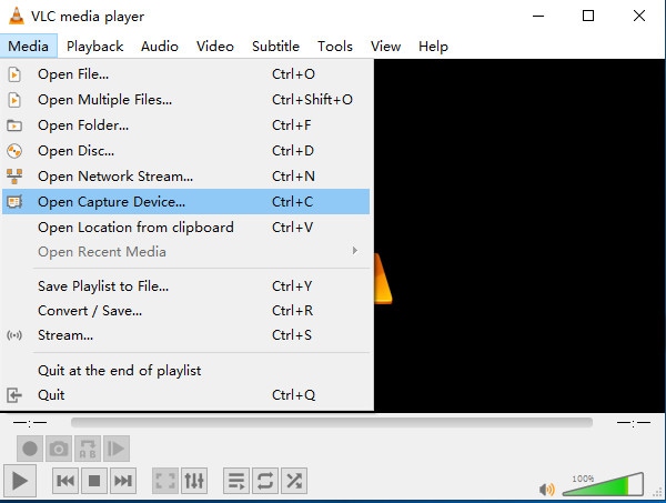 open capture control on vlc