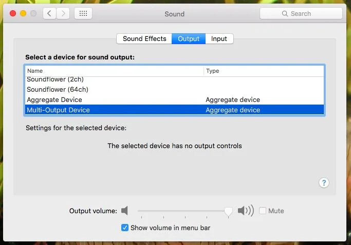 multi-output device as sound output